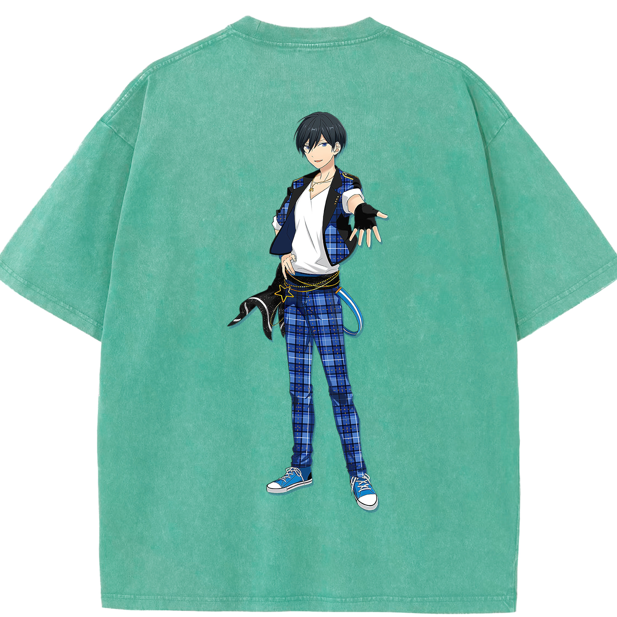 （画像用） あんさんぶるスターズ! Ensemble Stars 綿100% ヴィンテージ風 半袖Tシャツ（背面プリント）